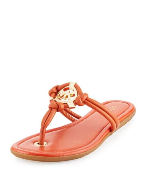 michael michael kors kinley logo leather thong sandal|Kinley Logo Leather Thong Sandal, Orange In Admiral .